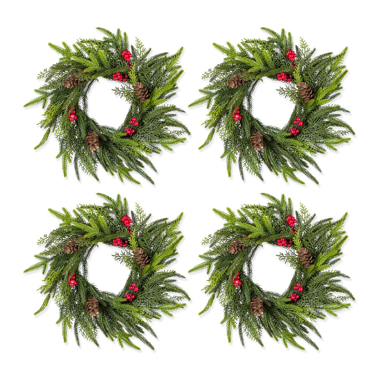 Christmas Wreath/Teardrop/Porch Tree Set with Pinecones and Red Berries